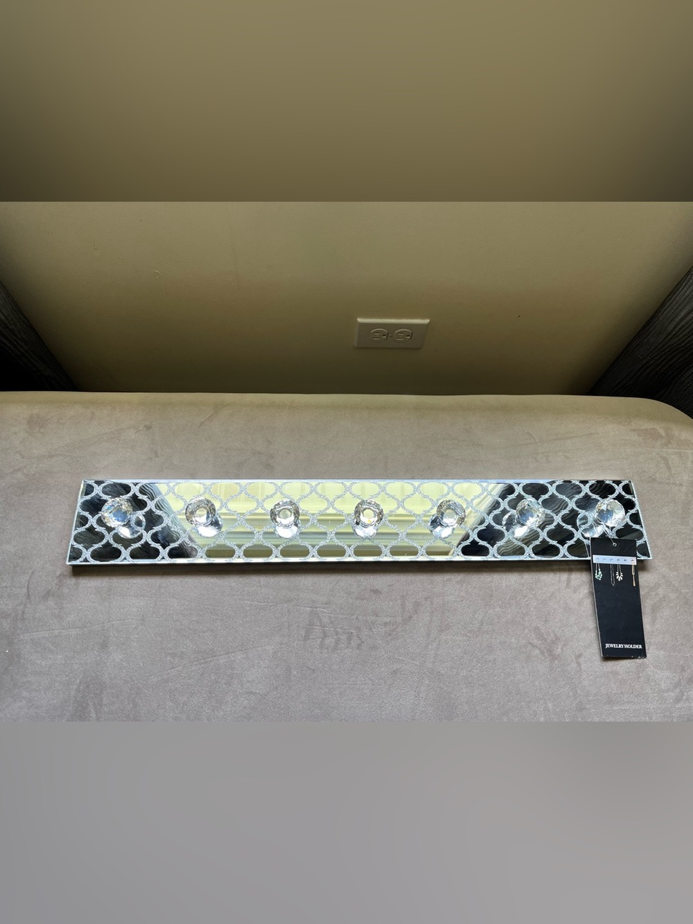 Max Studio Silver Mirrored Decorative Accent with 7 Crystal Knobs